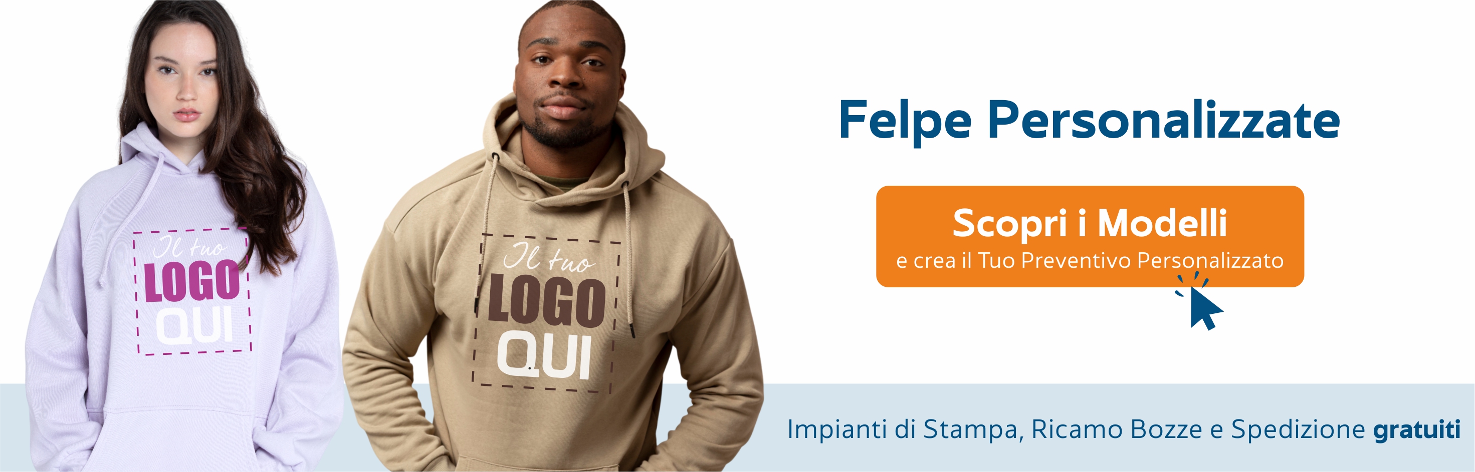 Felpe personalizzate con Ricamo o Stampa
