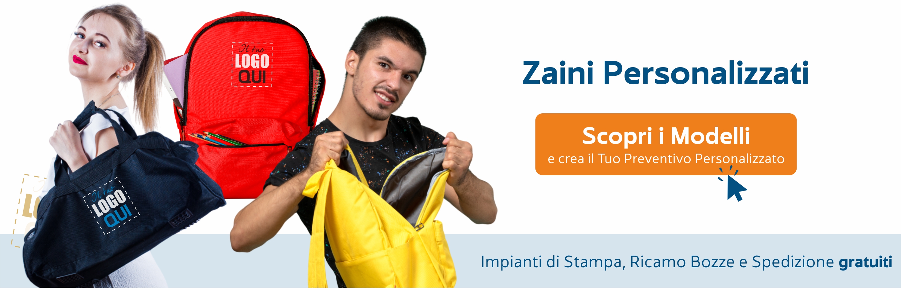 Zaini e Borsoni personalizzati con Ricamo o Stampa