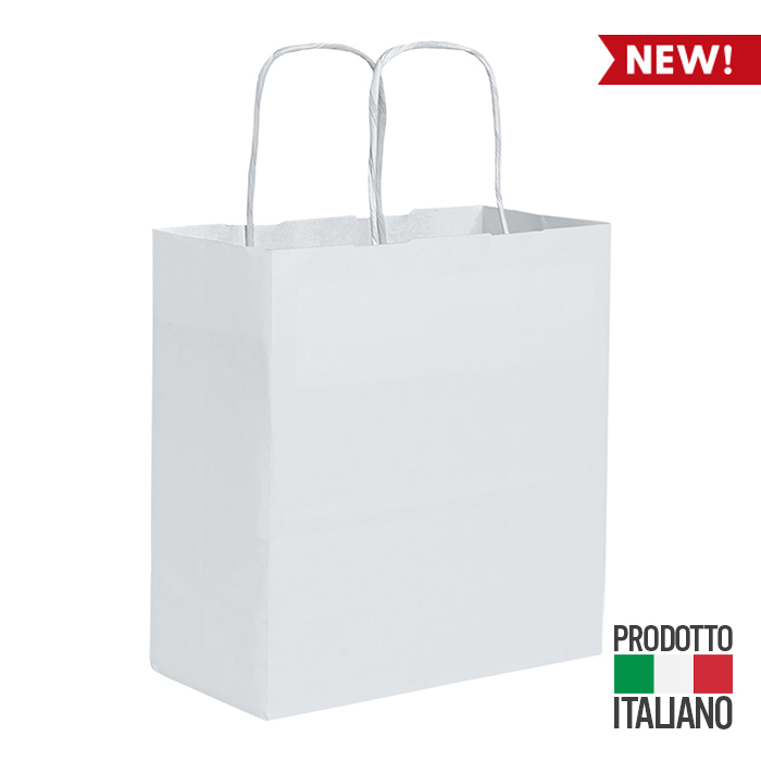 Shopper In Carta Saul Sadoch Rex - 22x10x27 Cm, Bianco, Manico Ritorto, Qualità Premium