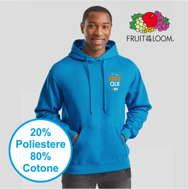 Immagine FELPA UOMO CAPPUCCIO CLASSIC FRUIT | 80% COT+ 20% POL | 280 gr personalizzata con stampa o ricamo