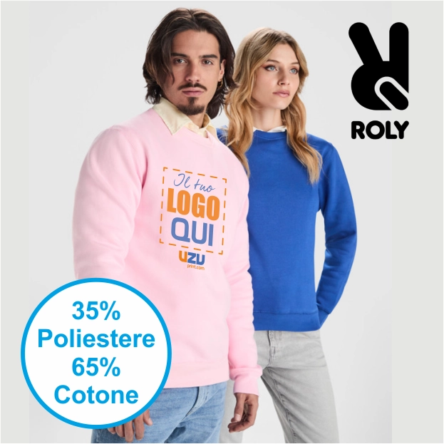 Immagine Felpa girocollo BATIAN Roly | 65% Cot+35% Pol | 300 gr personalizzata con stampa o ricamo