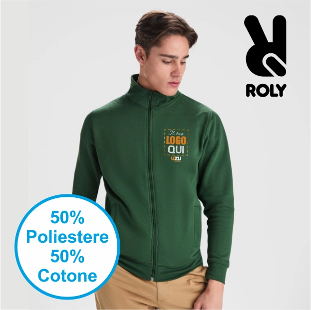 Immagine Felpa collo alto zip ULAN Roly | 50% cot+50% pol | 280 gr personalizzata con stampa o ricamo