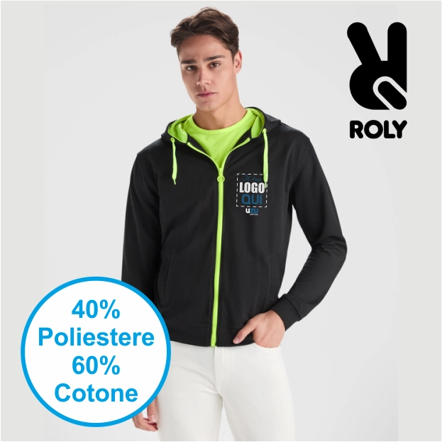 Immagine Felpa zip FUJI Roly | 60%cot/ 40%pol | 280 g/m² personalizzata con stampa o ricamo