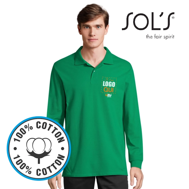 Immagine POLO UNISEX SOL'S PACIFIC LSL personalizzata con stampa o ricamo