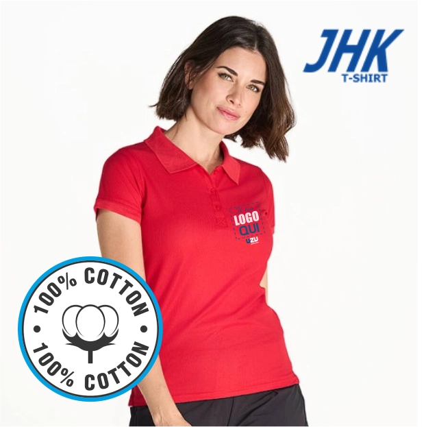 Immagine POLO DONNA SPORT JHK | 100% Poliestere | 160gr personalizzata con stampa o ricamo
