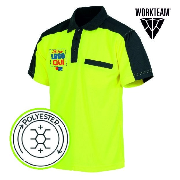 Immagine POLO ALTA VISIBILITA WORkteam | C2805 | 100% poliestere | 160gr personalizzata con stampa o ricamo