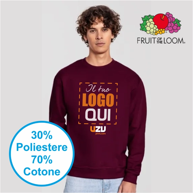 Immagine FELPA UNISEX GIROCOLLO ICONIC PREMIUM |70% cot 30% pol | 300 gr/m2 personalizzata con stampa o ricamo