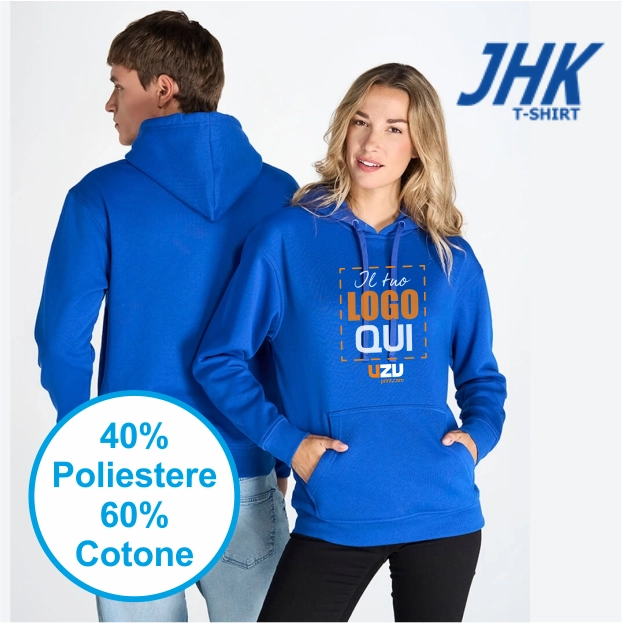 Immagine FELPA UNISEX CAPPUCCIO JT | 60% COT+ 40% POL | 265 gr/m2 personalizzata con stampa o ricamo