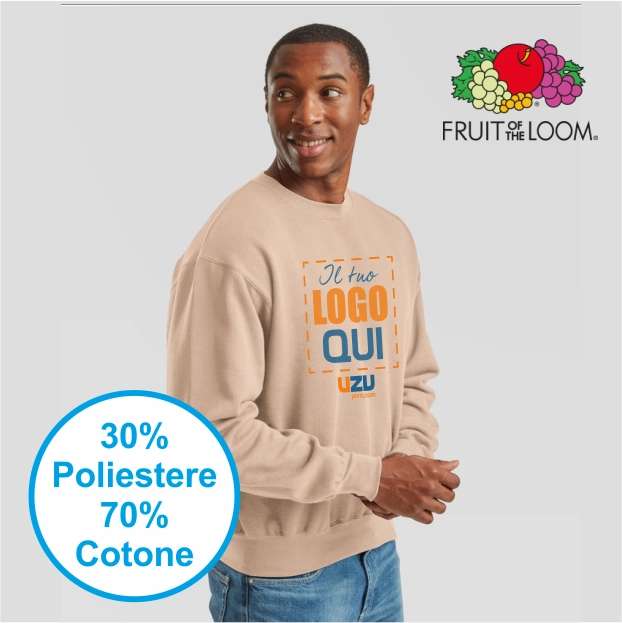 Immagine FELPA UNISEX GIROCOLLO SUPERCOTTON | 70% COT+ 30% POL | 405 gr/m2 personalizzata con stampa o ricamo