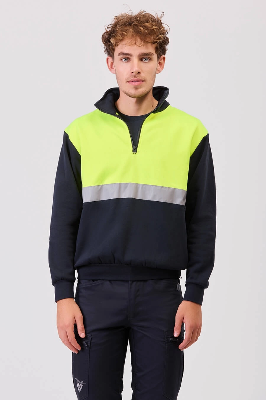 Immagine FELPA Workteam ALTA VISIBILITA BANDA RIFRANGENTE | 65% POL+35% COT | 280 gr/m2 personalizzata con stampa o ricamo
