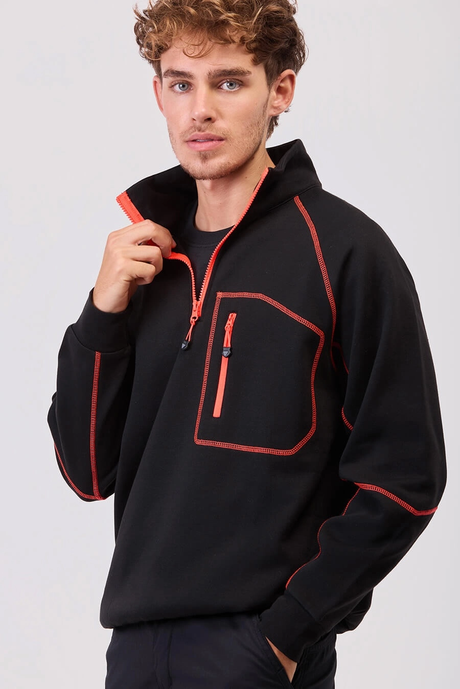 Immagine FELPA Workteam mezza zip | 65% POL+35% COT | 280 gr/m2 personalizzata con stampa o ricamo 