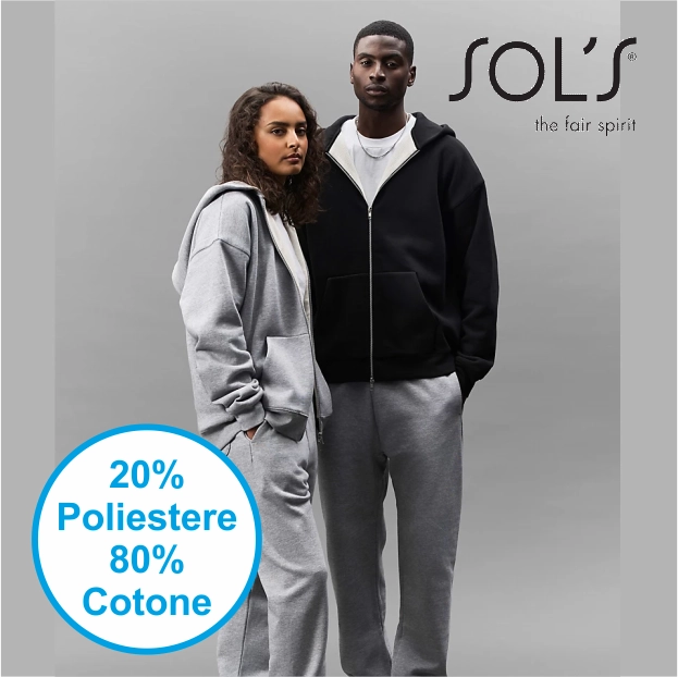 Immagine SOL'S ELIOTT FELPA UNISEX FULL ZIP CON CAPPUCCIO |80% cot+20% pol | 360 gr personalizzata con stampa o ricamo