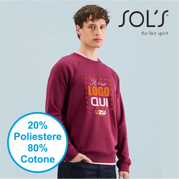 Immagine Felpa Biologica girocollo Unisex SPACE | 80% cot+ 20% pol | 280gr personalizzata con stampa o ricamo
