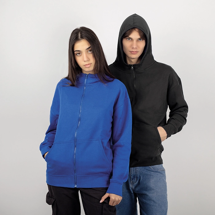 Immagine Felpa Cappuccio e Zip STADIUM NAKOTA | 60% cot+40% pol | 280 gr personalizzata con stampa o ricamo