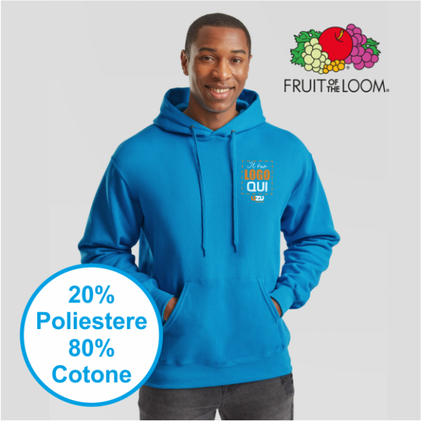 FELPA UOMO CAPPUCCIO CLASSIC FRUIT | 80% COT+ 20% POL | 280 gr personalizzata con stampa o ricamo