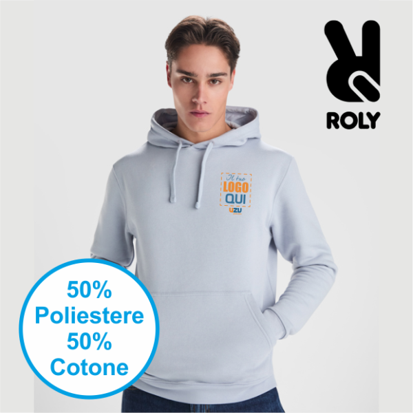 Felpa Cappuccio URBAN Roly | 50% cot+50% pol | 280 gr personalizzata con stampa o ricamo