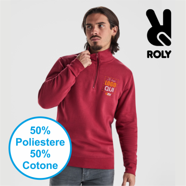 Felpa mezza cerniera ANETO Roly | 50% cot+50% pol | 280 gr personalizzata con stampa o ricamo