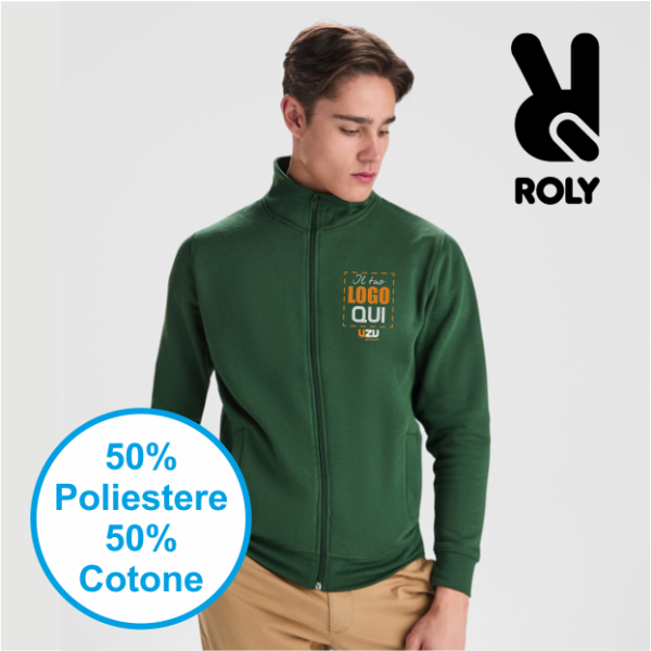 Felpa collo alto zip ULAN Roly | 50% cot+50% pol | 280 gr personalizzata con stampa o ricamo