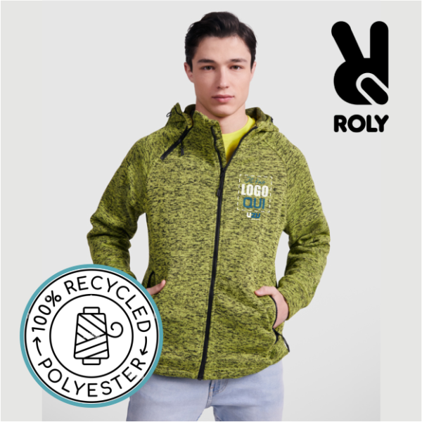 Felpa Cappuccio zip EVEREST Roly | 100% pol | 280 g/m².