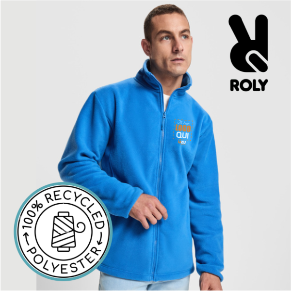 Felpa collo alto zip ARTIC HOMBRE Roly | 100% pol. | 300 gr personalizzata con stampa o ricamo
