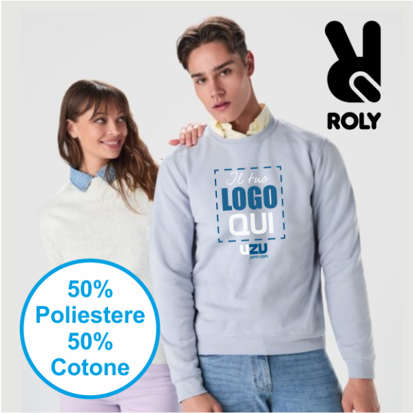 Felpa Girocollo CLASICA Roly | 50% cot.+50% pol | 280 gr personalizzata con stampa o ricamo 