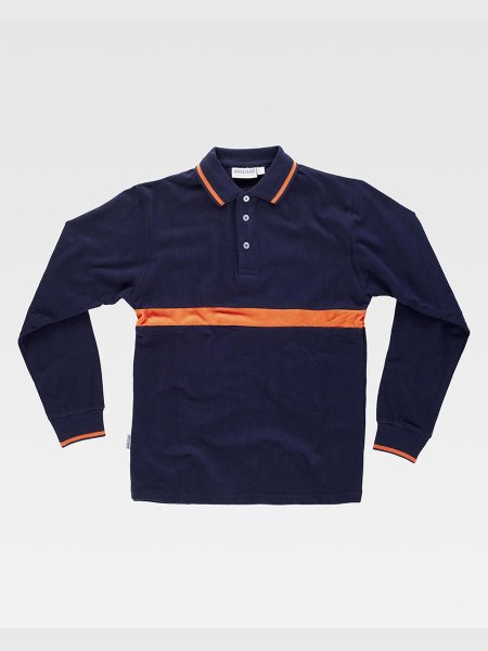 POLO MANICA LUNGA CON FASCIA COLORATA A CONTRASTO