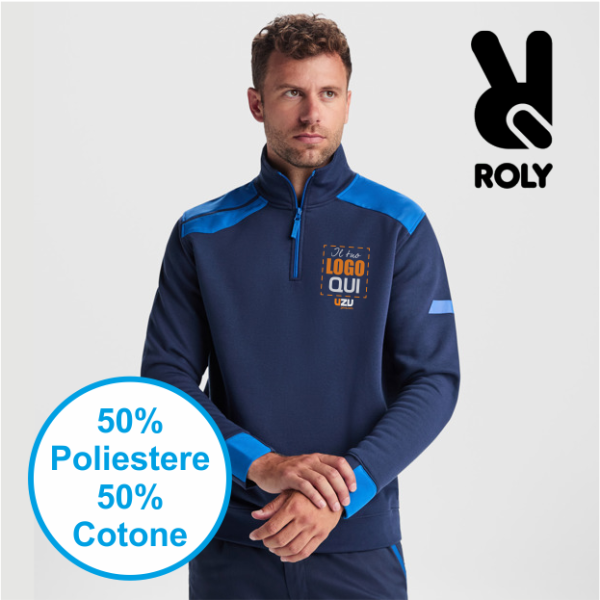 Felpa mezza zip MAVERICK Roly | 50%cot / 50%pol | 280 g/m² personalizzata con stampa o ricamo