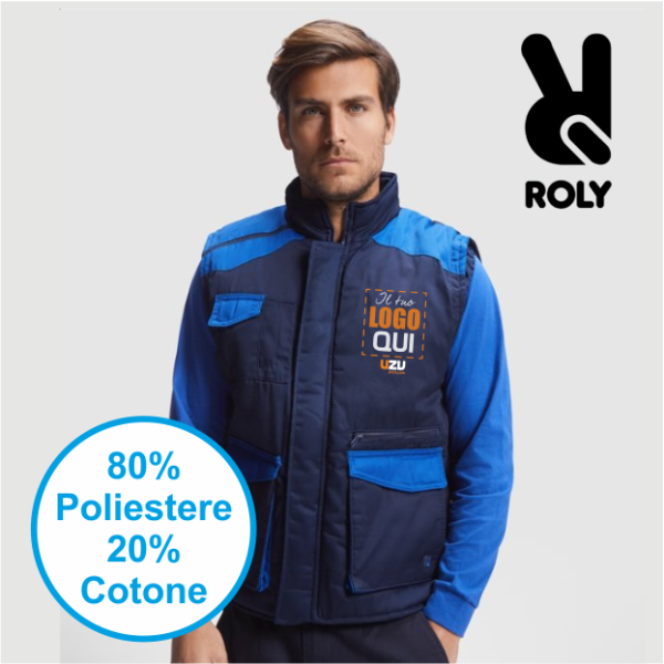 Gilet da lavoro ARMADA Roly | 80% pol /20% cot | 200 g/m² personalizzato con stampa o ricamo