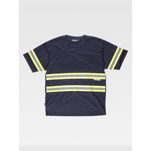 T-SHIRT MANICA CORTA BANDE RIFRANGENTI FLUORESCENTI