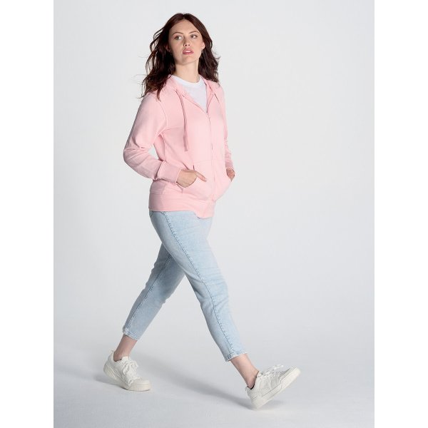 Immagine FELPA DONNA JHK CAPPUCCIO E ZIP LEGGERA FRENCH TERRY | 60% COT+40% POL | 240 gr/m2 personalizzata con stampa o ricamo 
