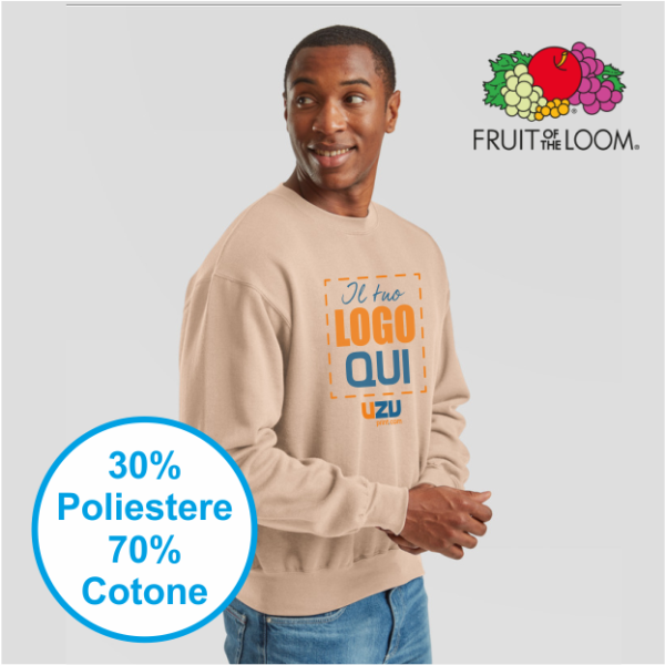 FELPA UNISEX GIROCOLLO SUPERCOTTON | 70% COT+ 30% POL | 405 gr/m2 personalizzata con stampa o ricamo