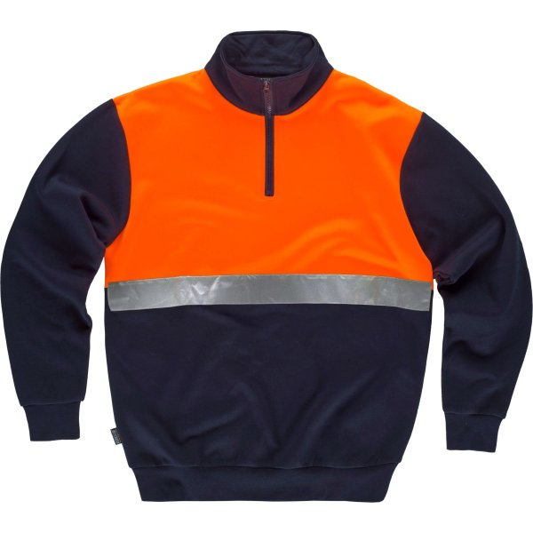 Immagine FELPA Workteam ALTA VISIBILITA BANDA RIFRANGENTE | 65% POL+35% COT | 280 gr/m2 personalizzata con stampa o ricamo