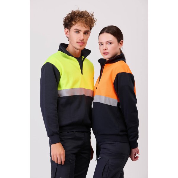 FELPA Workteam ALTA VISIBILITA BANDA RIFRANGENTE | 65% POL+35% COT | 280 gr/m2 personalizzata con stampa o ricamo