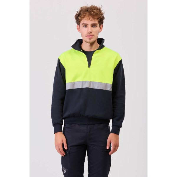 Immagine FELPA Workteam ALTA VISIBILITA BANDA RIFRANGENTE | 65% POL+35% COT | 280 gr/m2 personalizzata con stampa o ricamo