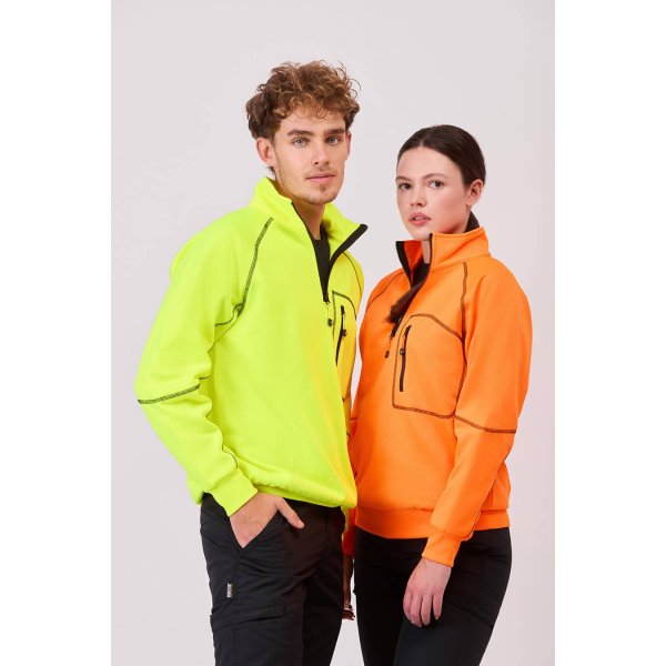 FELPA Workteam ALTA VISIBILITA Mezza Zip | 100% POL | 280 gr/m2 personalizzata con stampa o ricamo