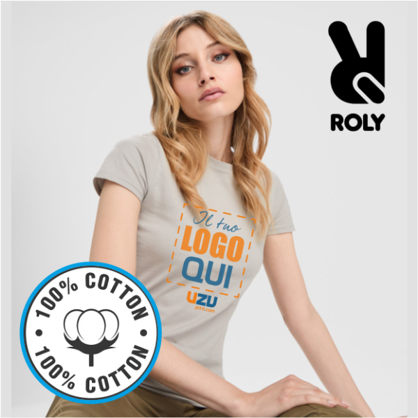 T-shirt aderente JAMAICA Roly |100% cot |155 g/m² personalizzata con stampa o ricamo