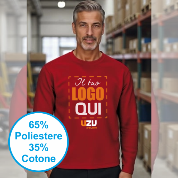 Felpa girocollo OPEN Val | 65%Pol+35%Cot | 300 g/m2 personalizzata con stampa o ricamo