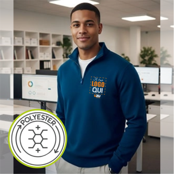 Felpa mezza zip CARL Val | 100%Pol | 280 g/m2 personalizzata con stampa o ricamo