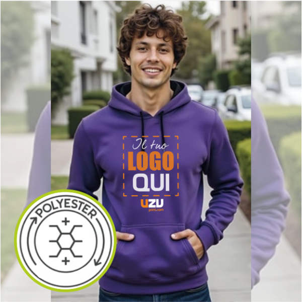 Felpa cappuccio DENZEL Val | 100%Pol | 280 g/m2 personalizzata con stampa o ricamo