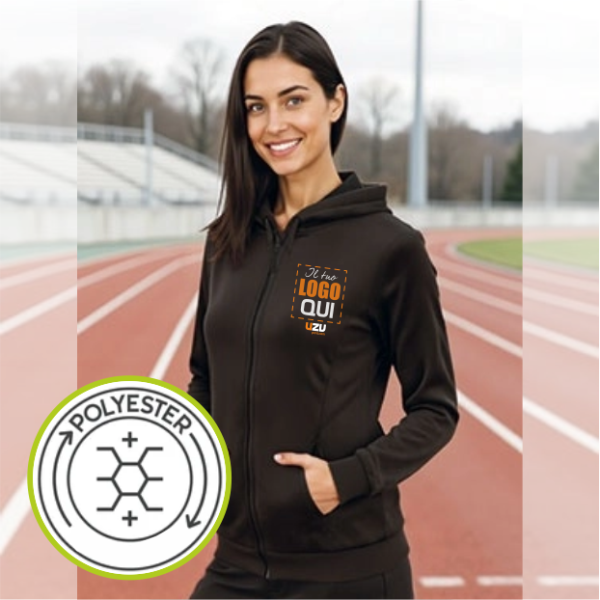 Felpa cappuccio e zip JENNY Val | 100%Pol | 260 g/m2 Personalizzata con stampa o ricamo