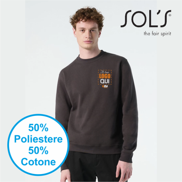 Felpa girocollo unisex SOL'S NEW SUPREME | 50% cot+ 50% pol | 280gr personalizzata con stampa o ricamo