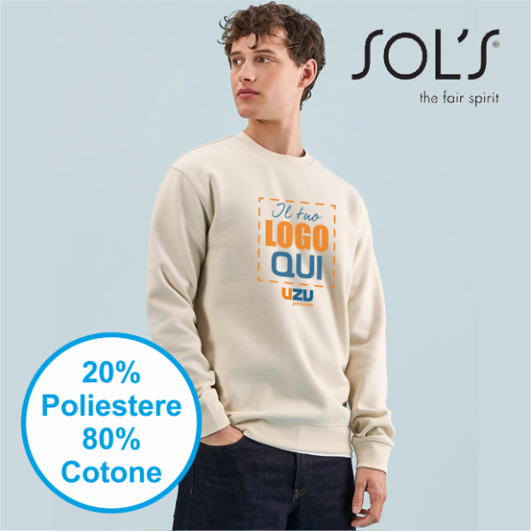 Felpa girocollo unisex SOL'S COLUMBIA | 80 % cot+20 % pol | 360 gr personalizzata con stampa o ricamo 