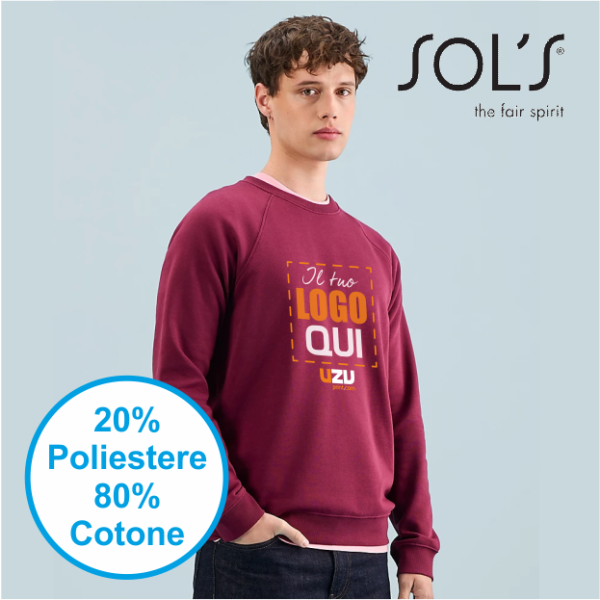 Felpa Biologica girocollo Unisex SPACE | 80% cot+ 20% pol | 280gr personalizzata con stampa o ricamo