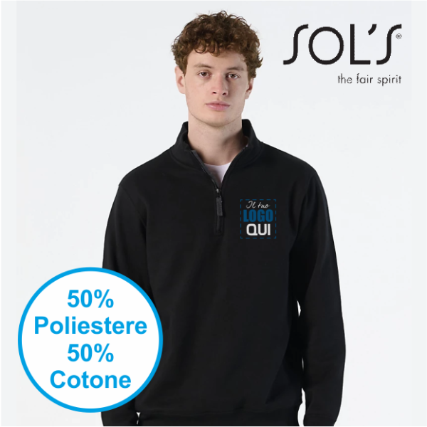 Felpa Sols mezza zip uomo STAN | 50% cot+50% pol | 260 gr personalizzata con stampa o ricamo