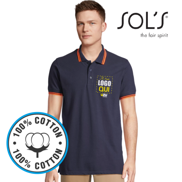 Polo bicolore uomo PASADENA Sols | 100% cotone | 200gr