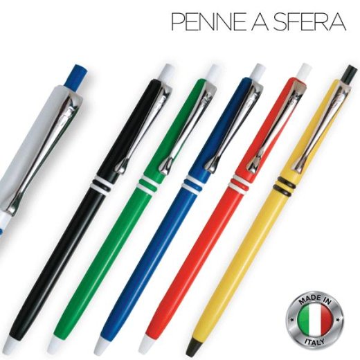 Penna sfera in plastica e clip metallo Made in Italy