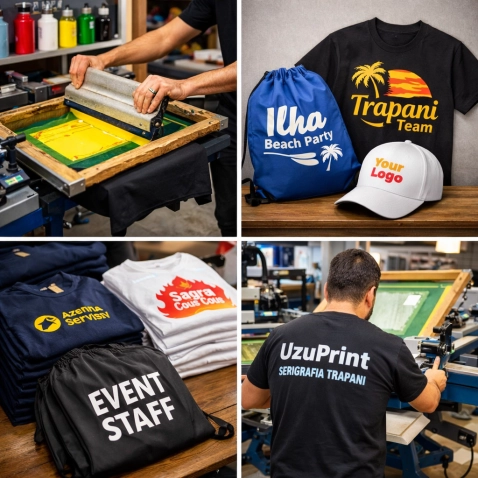 Scopri il miglior servizio di serigrafia Trapani con UzuPrint: personalizziamo abbigliamento, gadget e accessori con tecniche serigrafiche di alta qualità, per aziende, eventi e privati.